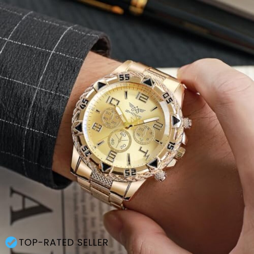 Classic Business Analog Quartz Wristwatch Big Face Stainless Steel Bracelet - Picture 3 of 7